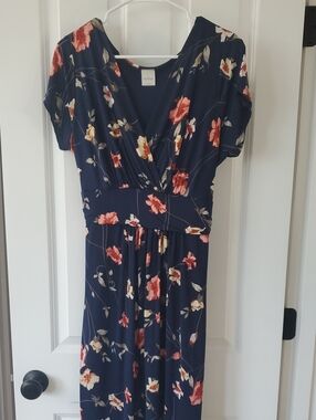 Kaileigh Navy Floral Wrap Maxi Dress